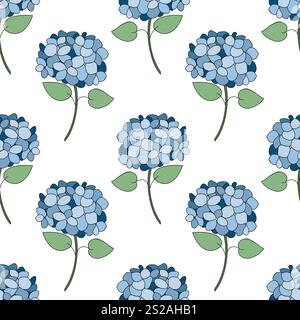 Motivo senza cuciture con ortensie blu Foto Stock