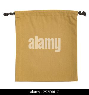 La borsa beige con una corda nera è isolata su sfondo bianco. Foto Stock