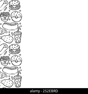 Cornice per fast food. Doodle, fast food Foto Stock