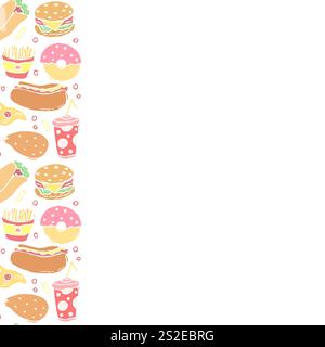 Cornice per fast food. Doodle, fast food Foto Stock