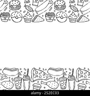 Cornice per fast food. Doodle, fast food Foto Stock