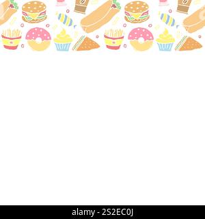 Cornice per fast food. Doodle, fast food Foto Stock