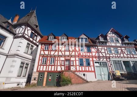 Germania, Assia, Idstein, Marktplatz, case in legno nella piazza del mercato. Foto Stock