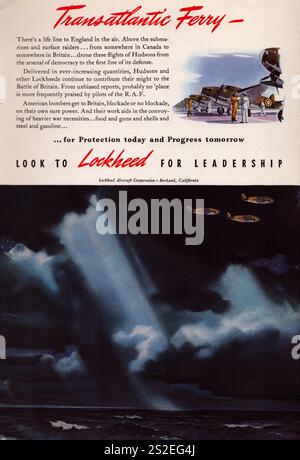 Lockheed Aircraft Hudsons Airplanes of World War 2 Battle of Britain, pubblicità americana 1940s Foto Stock