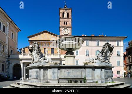 La chiesa mariana più antica di Roma, Santa Maria in Trastevere, quartiere Trastevere, Roma, regione Lazio, Italia Foto Stock