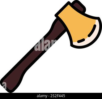 Icona della linea dell'ascia. Lumberjack o escursionisti ascia il segno vettoriale. Pittogramma di stile lineare dello strumento campeggio. Simbolo, illustrazione del logo. Traccia modificabile Illustrazione Vettoriale