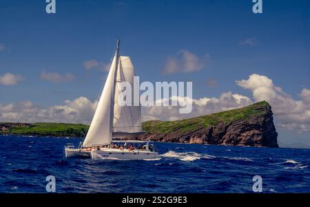 Mauritius 16MAR2023 - crociera in catamarano all'isola di Coin de Mire, chiamata anche Gunner's Quoin, a nord di Mauritius Foto Stock
