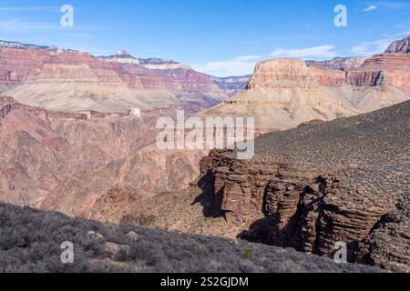 La piattaforma di Tonto del Grand Canyon che guarda al North Rim nel Parco Nazionale Foto Stock