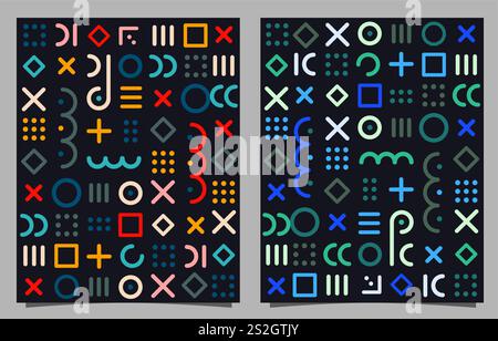 Sfondo artistico creativo in stile minimalista. Divertente motivo a doodle dalle linee colorate e senza cuciture. Illustrazione Vettoriale