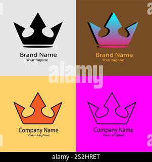 Sovereign Crown, Royal Ascendancy, Crown of Power, Crest of Empire, Black Majesty, portasatelliti, Royal Reign, logo Black Dynasty Illustrazione Vettoriale