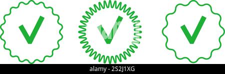 Icona di controllo. Profilo badge verificato impostato. Illustrazione Vettoriale