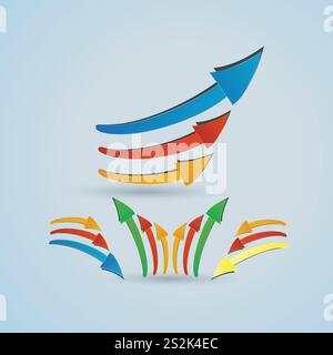 Set di frecce a colori 3d. Illustrazione Vettoriale