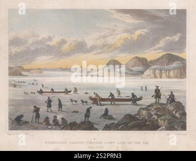 "Spedizione passando per Point Lata on the Ice, 25 giugno 1821" [George Back]. Illustrazione di Franklin Sir John Franklin - Narrative of a Journey to the Shores of the Polar Sea in the Years 1819-22 Foto Stock