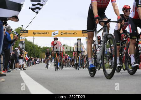 Tappa 1 del Tour de France 2021 il 26 giugno 2021 da Brest a Landerneau, campo di piloti a Dirinon 10 km davanti al traguardo, Finistere, Britt Foto Stock