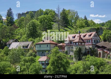 Gundelfingen, valle del Lauter o Grosses Lautertal, affluente sinistro del Danubio, Alb svevo, Baden-Wuerttemberg Foto Stock