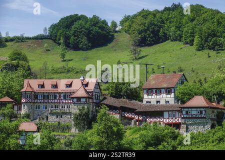 Gundelfingen, valle del Lauter o Grosses Lautertal, affluente sinistro del Danubio, Alb svevo, Baden-Wuerttemberg Foto Stock