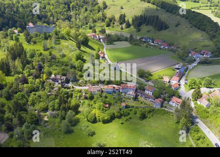 Gundelfingen, rovine di Niedergundelfingen, valle del Lauter o Grosses Lautertal, affluente sinistro del Danubio, Alb svevo, Baden-Wuerttemberg Foto Stock