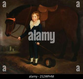 Francis Powell Hopkins - un ritratto di olio scolastico irlandese su tela attribuito a George Nairn per un tag di carta verso della fine del XX secolo, il tag legge. Foto Stock