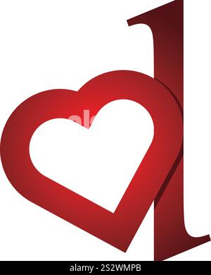 Logo Letter D ispirato all'amore Illustrazione Vettoriale