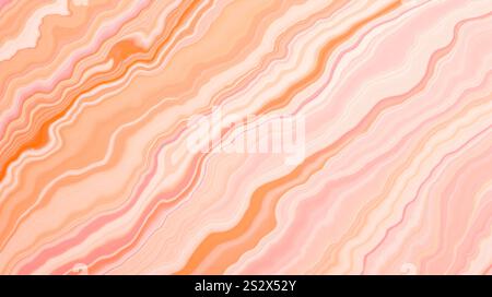 Bellissime linee fluide in sfumature di rosa arancio bianco che ricordano una texture in pietra agata ideale per scopi creativi e decorativi Foto Stock