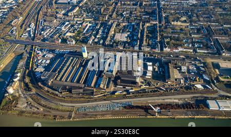 Luftbild, Alga-Gelände, geplanter Wohnpark und Gewerbepark, Wanheimerort, Duisburg, Ruhrgebiet, Nordrhein-Westfalen, Deutschland ACHTUNGxMINDESTHONORARx60xEURO *** Vista aerea, sito di Alga, parco residenziale e commerciale progettato, Wanheimerort, Duisburg, zona della Ruhr, Renania settentrionale-Vestfalia, Germania ATTENTIONxMINDESTHONORARx60xEURO Foto Stock