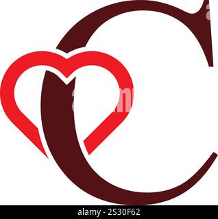 Logo lettera C ispirato all'amore Illustrazione Vettoriale