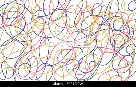 abstract confusion sfondo vettoriale colorato, concetto di lana aggrovigliata Illustrazione Vettoriale