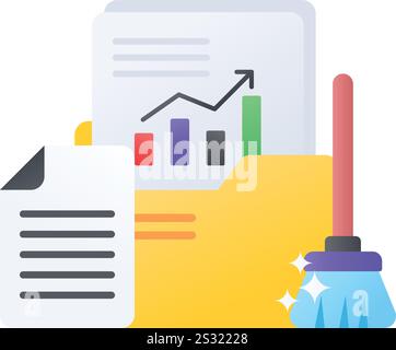 Concetto di frammentazione o pulizia del disco, ottimizzazione dei file progettazione di icone a colori vettoriali, servizio di hosting Web Symbol, computer Sign, applicazione Internet Illustrazione Vettoriale