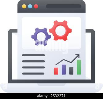 Concetto di analizzatore di log del server web, pannello di controllo rapporti risorse disegno icona colore vettore, servizio di hosting Web Symbol, computer Sign, interno Illustrazione Vettoriale