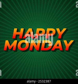 Design effetto testo happy monday con caratteri super audaci, ideale per i social media Illustrazione Vettoriale