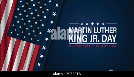 Festeggia Martin Luther King, Jr Day Stati Uniti a gennaio, festa federale elementi patriottici americani. Poster, cartolina, banner, sfondo. Vettore Illustrazione Vettoriale