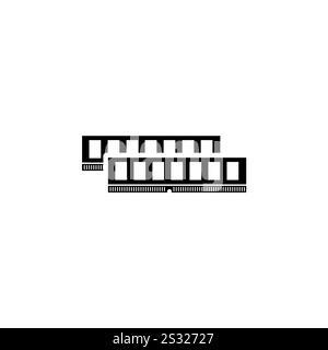 Chip di memoria hardware, RAM PC icona vettoriale piatto solido isolata su sfondo bianco. Illustrazione Vettoriale