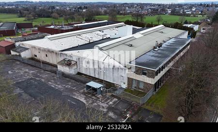 Welkenraedt, Belgio. 9 gennaio 2025. Immagine aerea dello stabilimento Hexcel Corporation a Welkenraedt, in foto giovedì 9 gennaio 2025. Il leader mondiale nella tecnologia avanzata dei materiali compositi leggeri ha annunciato l'intenzione di chiudere il suo stabilimento di Welkenraedt, dove lavorano 109 persone. BELGA PHOTO ERIC LALMAND credito: Belga News Agency/Alamy Live News Foto Stock