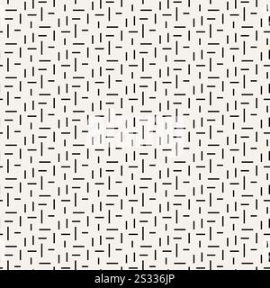 Modello astratto di linee nere corte motivo geometrico senza cuciture. Illustrazione Vettoriale