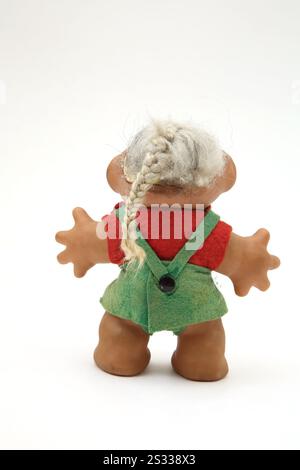 Bambola Dam (Troll) del 1980 con capelli bianchi lisci Foto Stock