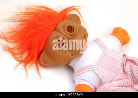 Bambola Troll (DAM) anni '1990 con occhi luminosi e corpo morbido Foto Stock