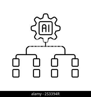 Icona della linea nera di Expert Systems. Elemento isolato vettoriale. Traccia modificabile. Illustrazione Vettoriale