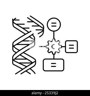 Icona della linea nera degli algoritmi genetici. Elemento isolato vettoriale. Traccia modificabile. Illustrazione Vettoriale