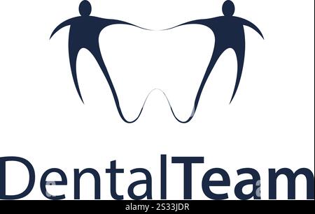 Design del logo Dental Team Tooth Illustrazione Vettoriale