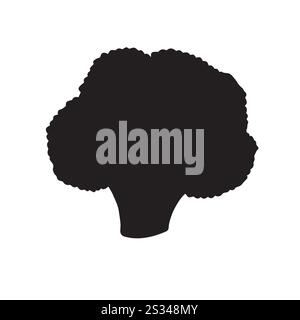 Sagoma vettoriale dei broccoli disegnata a mano isolata su sfondo bianco Illustrazione Vettoriale