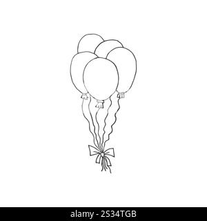 Set di vettori di palloncini disegnati a mano isolati su sfondo bianco Illustrazione Vettoriale