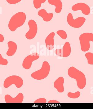 Motivo vettoriale senza cuciture di macchie di leopardo stampa pelliccia isolata su sfondo rosa Illustrazione Vettoriale