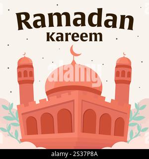 illustrazione per ramadan kareem in stile piatto Illustrazione Vettoriale