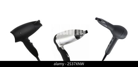 Asciugacapelli isolato su sfondo bianco. Asciugacapelli Foto Stock