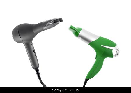 Asciugacapelli isolato su sfondo bianco. Asciugacapelli isolato Foto Stock