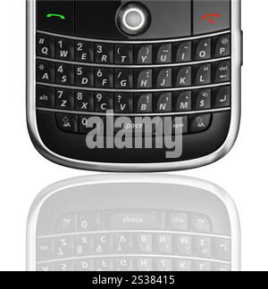 Primo piano della tastiera del telefono cellulare isolato su sfondo bianco. Primo piano sulla tastiera del telefono cellulare Foto Stock