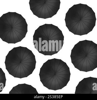 Ombrelli neri aperti isolati su sfondo bianco. Ombrelli neri aperti Foto Stock