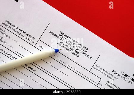 Modulo fiscale indonesiano 1721 a1 ritenuta fiscale sul reddito art 21 per i dipendenti o i beneficiari di indennità pensionistiche o pensionistiche e risparmi pensionistici. Foto Stock