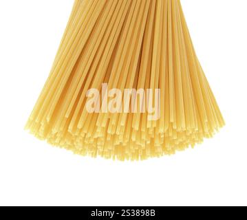 Spaghetti di pasta cruda isolati su fondo bianco. Spaghetti di pasta cruda, maccheroni Foto Stock