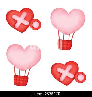 Acquerello san valentino elemento Vector Art, acquerello Valentine Vector Art, icone e grafica Illustrazione Vettoriale